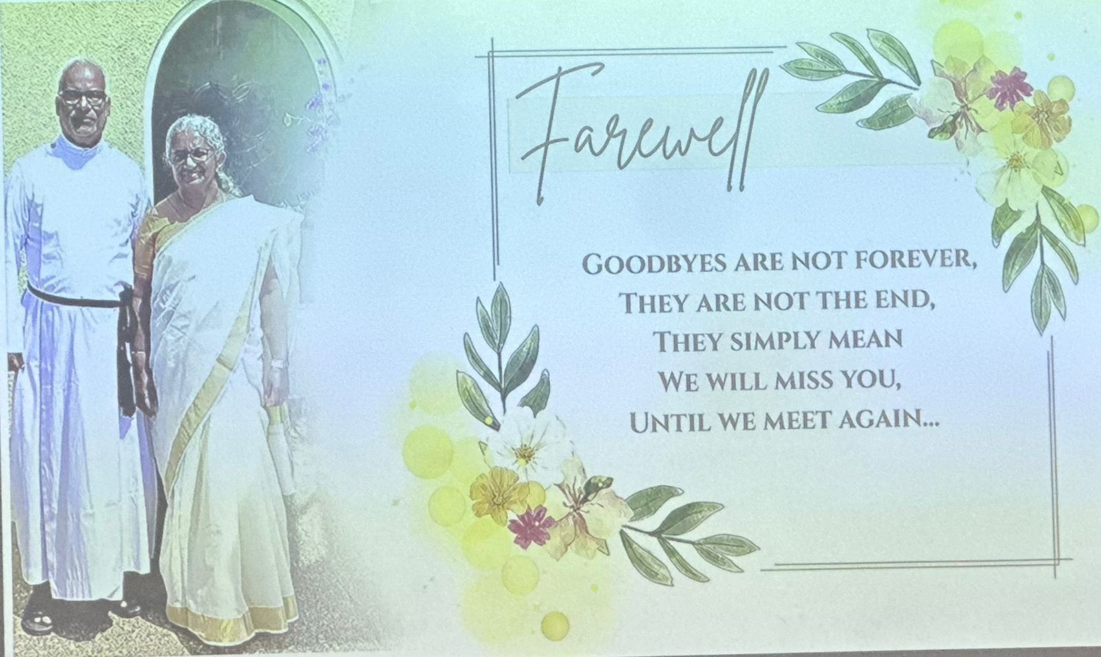Farewell to Rev. Raju Jacob & Moly Kochamma